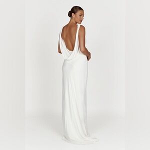Meshki White Cowl Back Maxi Dress